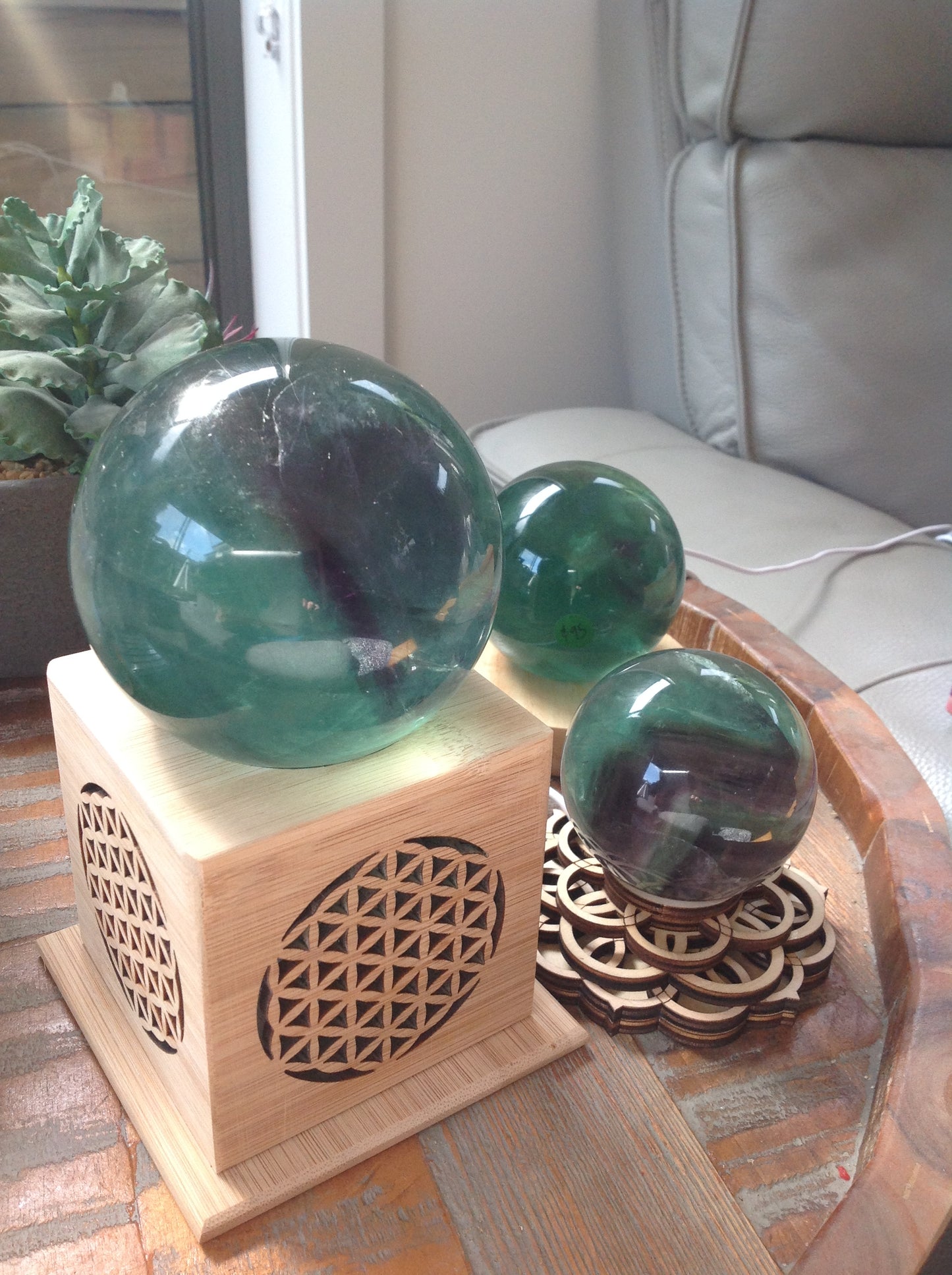 GREEN FLUORITE SPHERES
