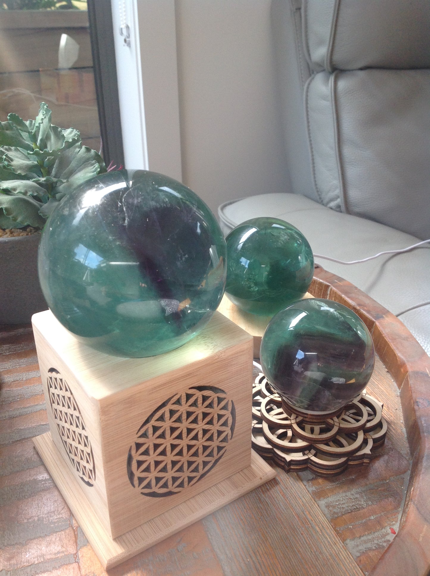 GREEN FLUORITE SPHERES