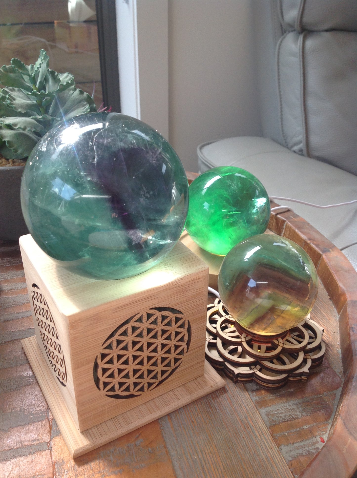 GREEN FLUORITE SPHERES