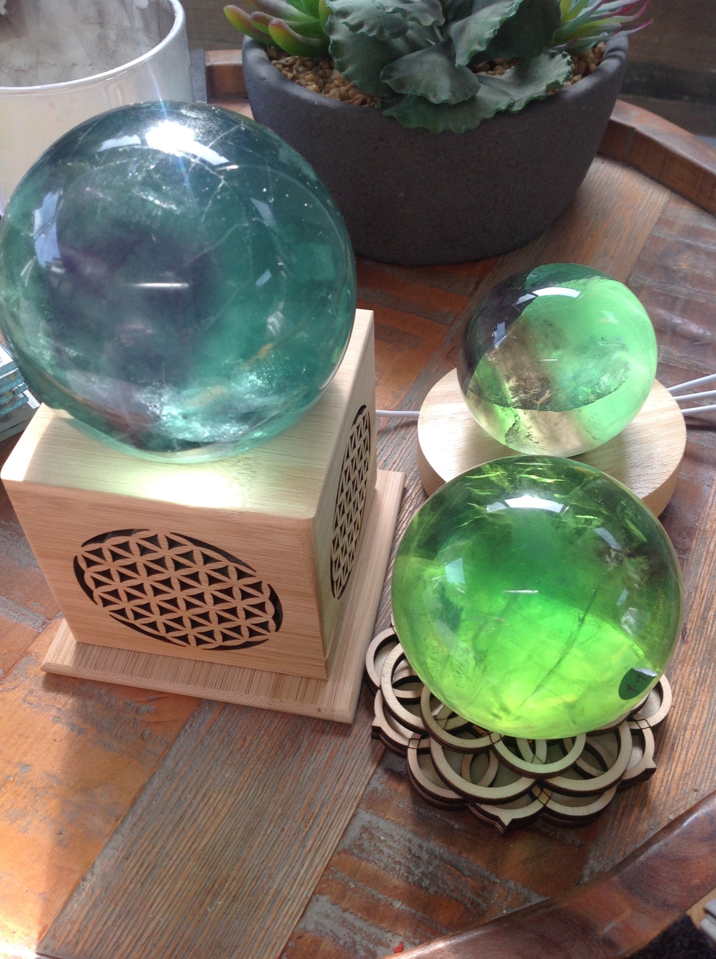GREEN FLUORITE SPHERES