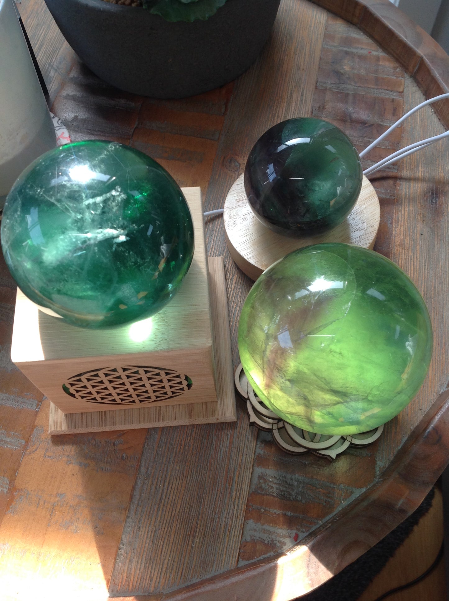 GREEN FLUORITE SPHERES