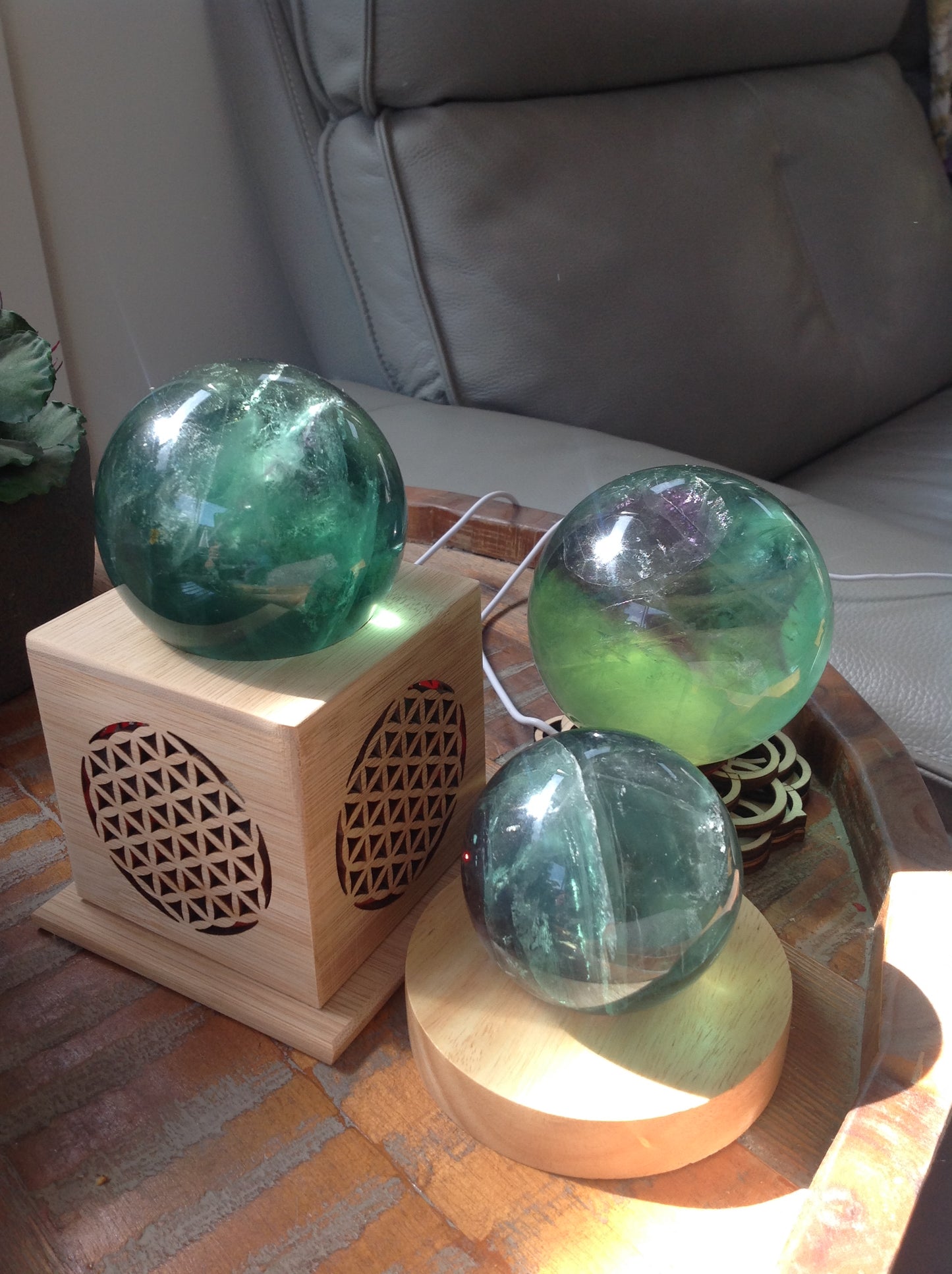 GREEN FLUORITE SPHERES