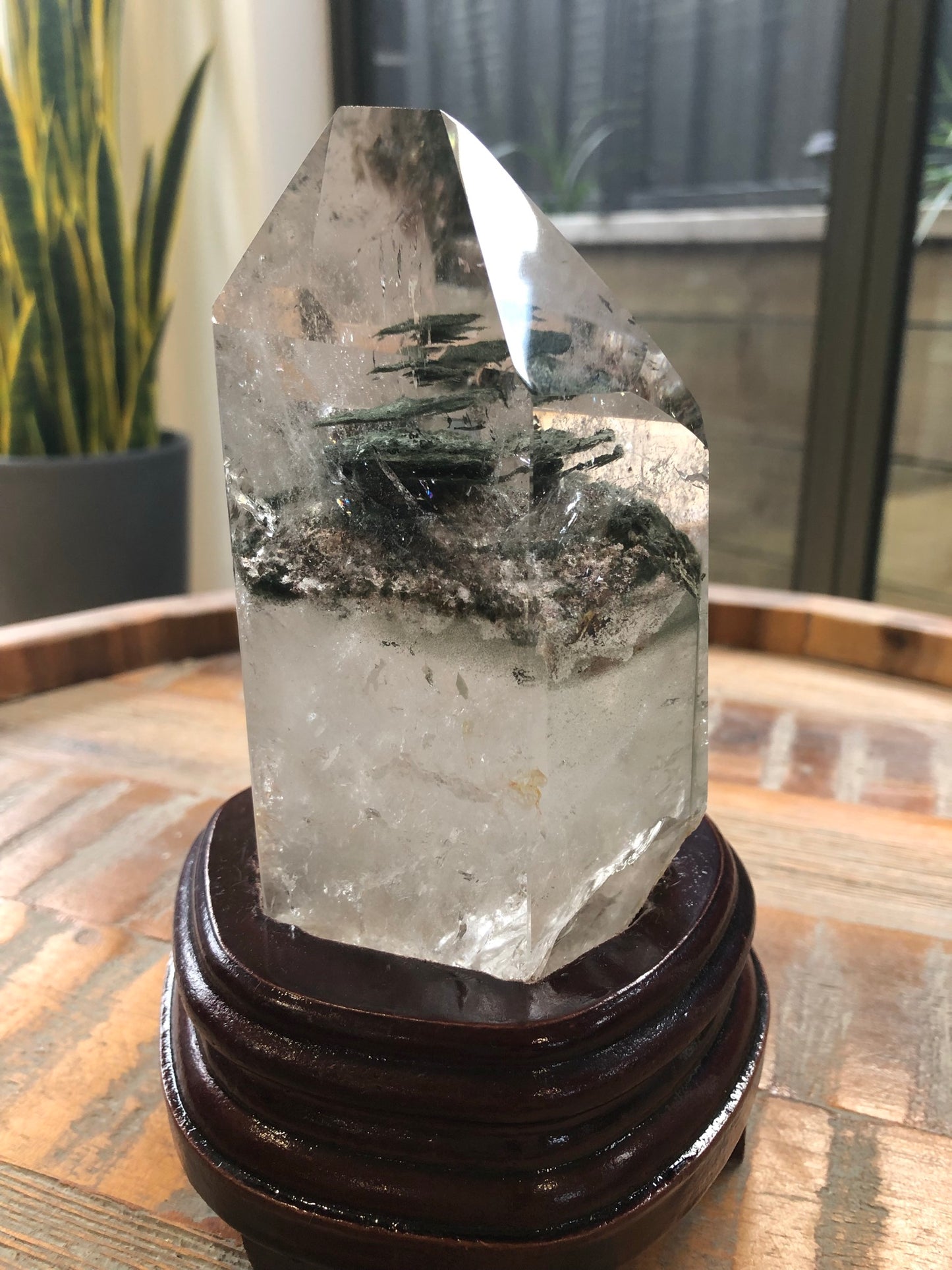 GARDEN QUARTZ TOWER(S) WITH WOODEN STAND(S)