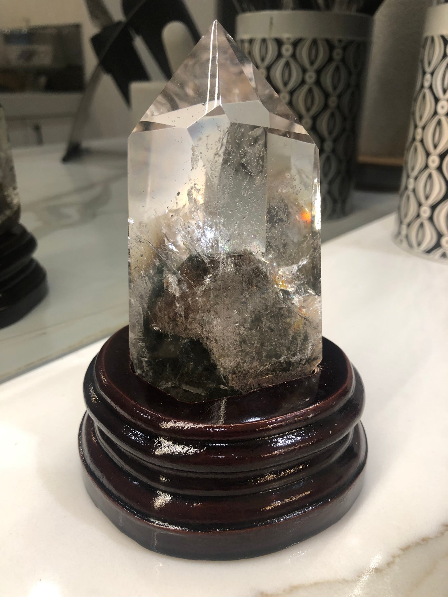 GARDEN QUARTZ TOWER(S) WITH WOODEN STAND(S)