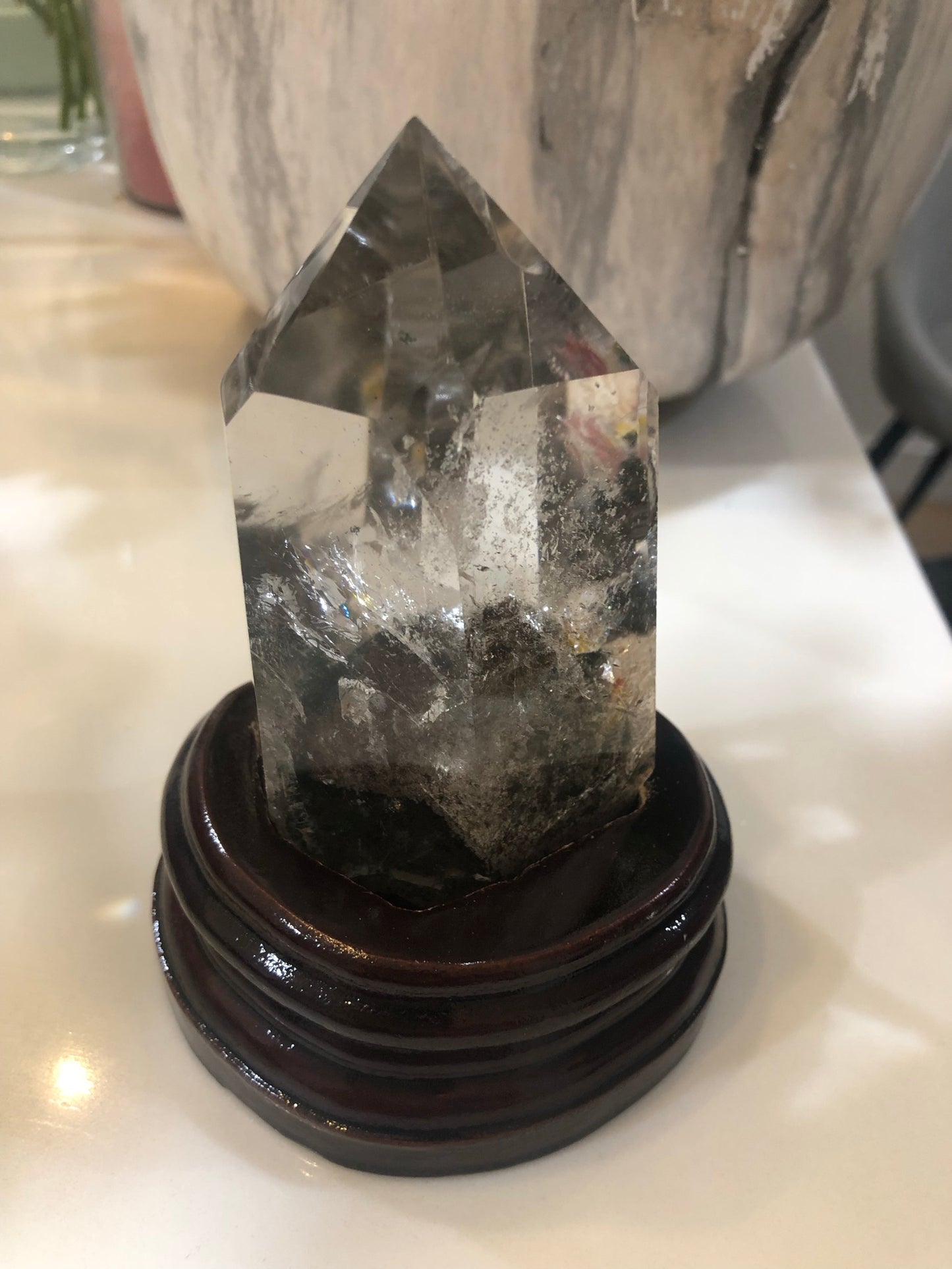 GARDEN QUARTZ TOWER(S) WITH WOODEN STAND(S)
