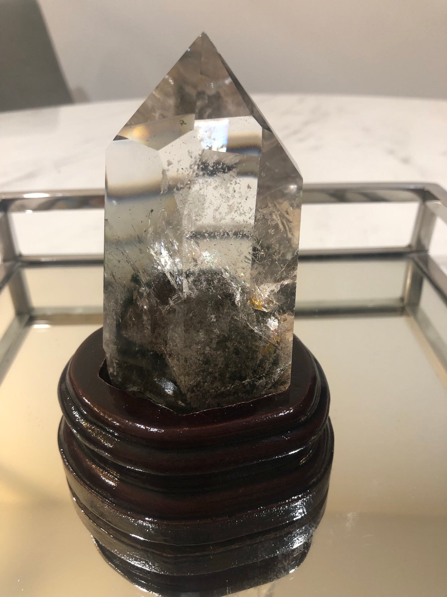 GARDEN QUARTZ TOWER(S) WITH WOODEN STAND(S)