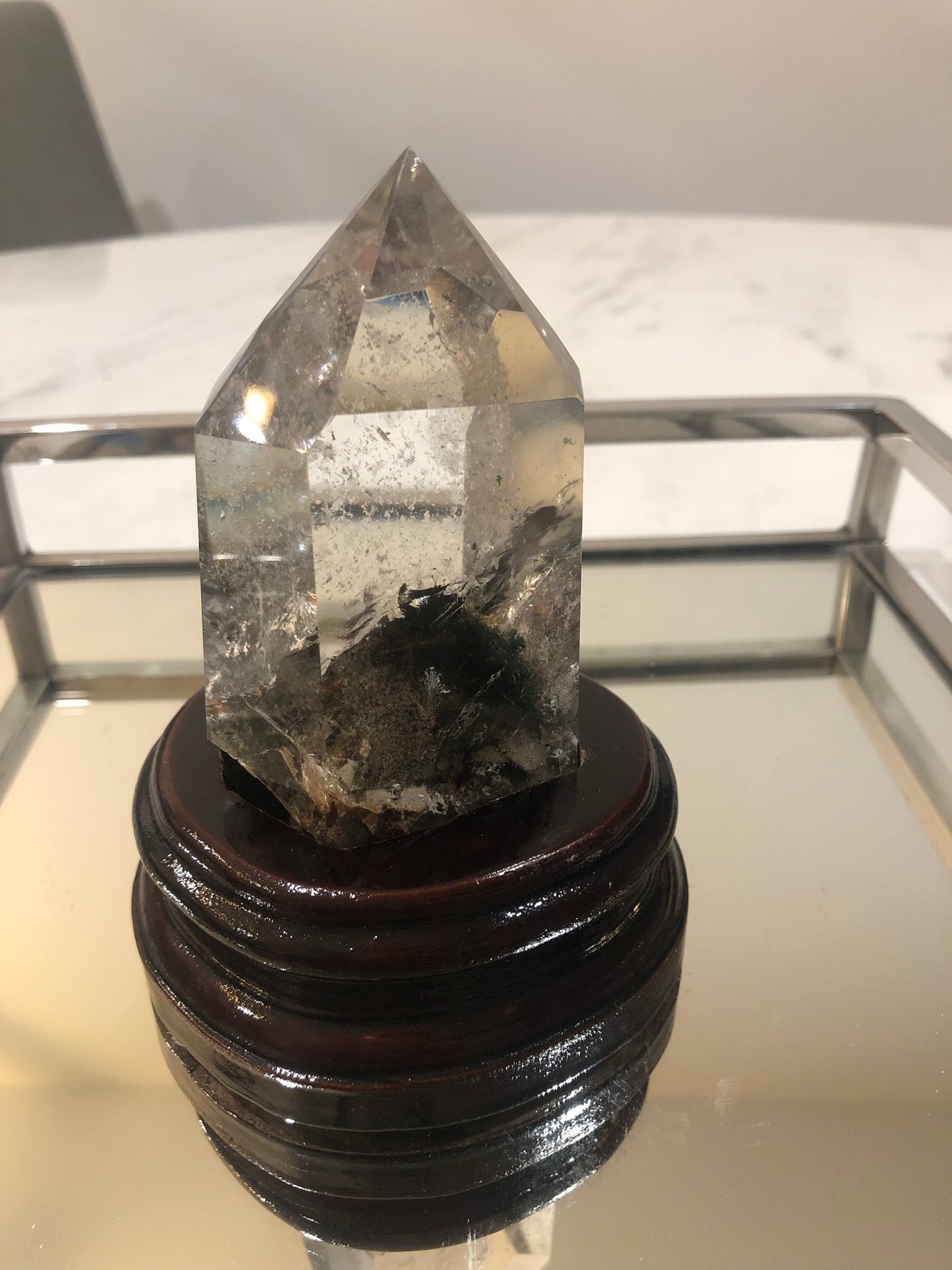 GARDEN QUARTZ TOWER(S) WITH WOODEN STAND(S)