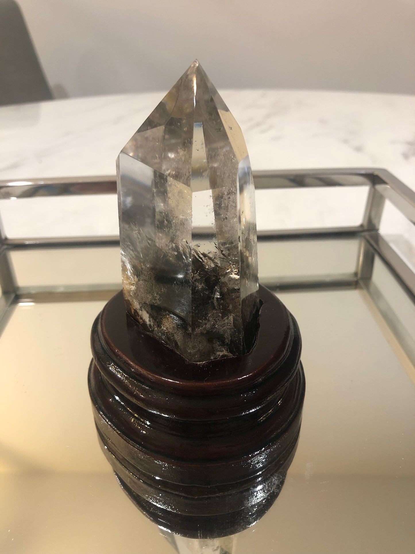GARDEN QUARTZ TOWER(S) WITH WOODEN STAND(S)