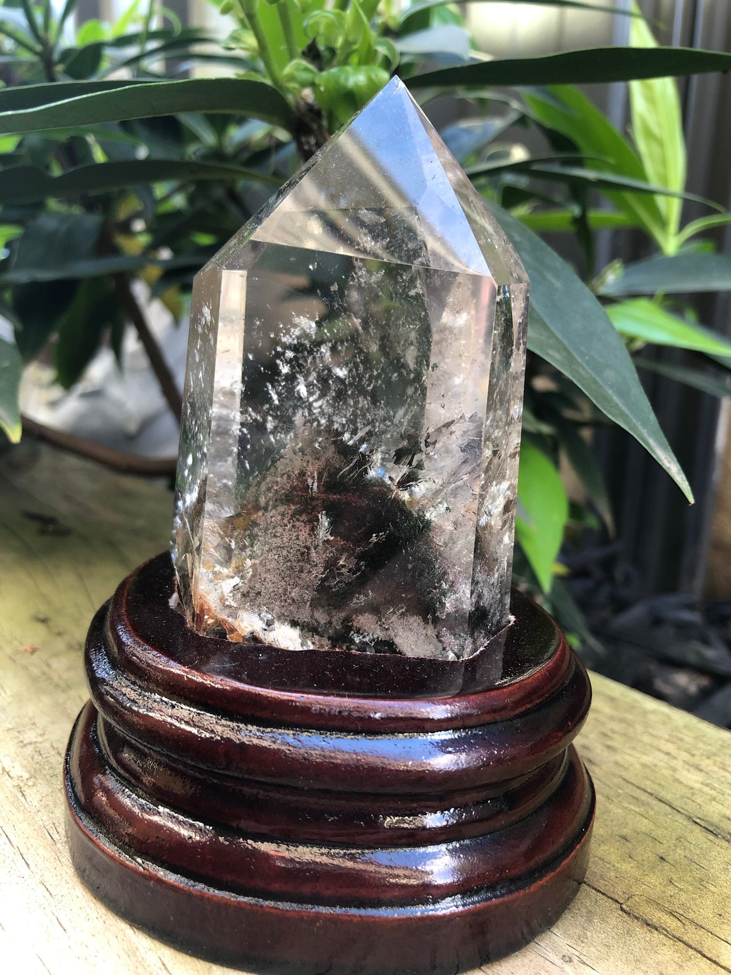 GARDEN QUARTZ TOWER(S) WITH WOODEN STAND(S)
