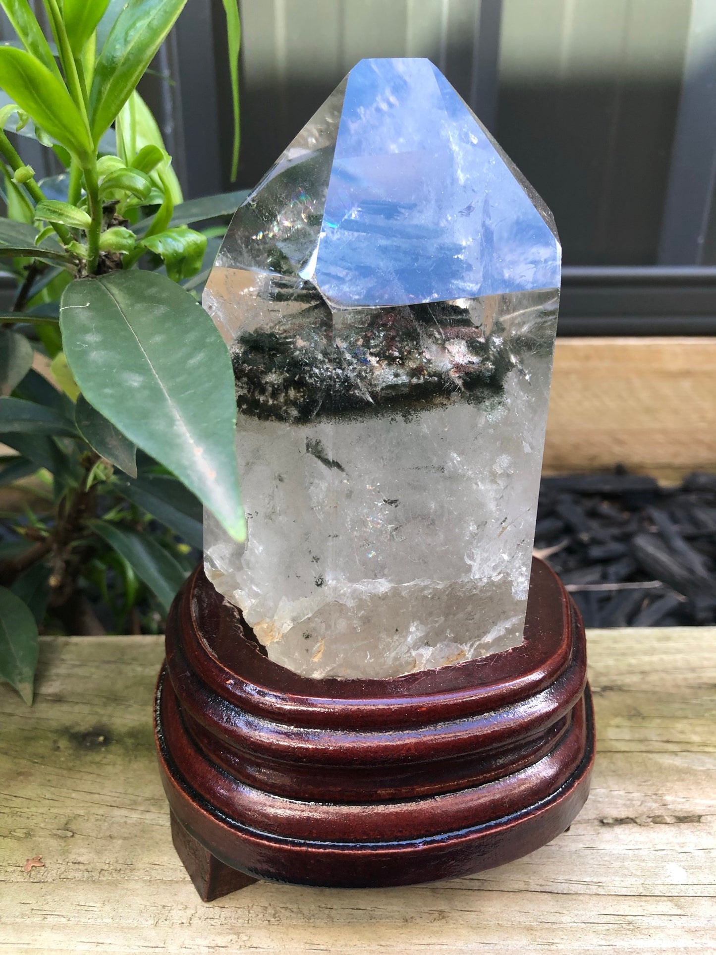 GARDEN QUARTZ TOWER(S) WITH WOODEN STAND(S)