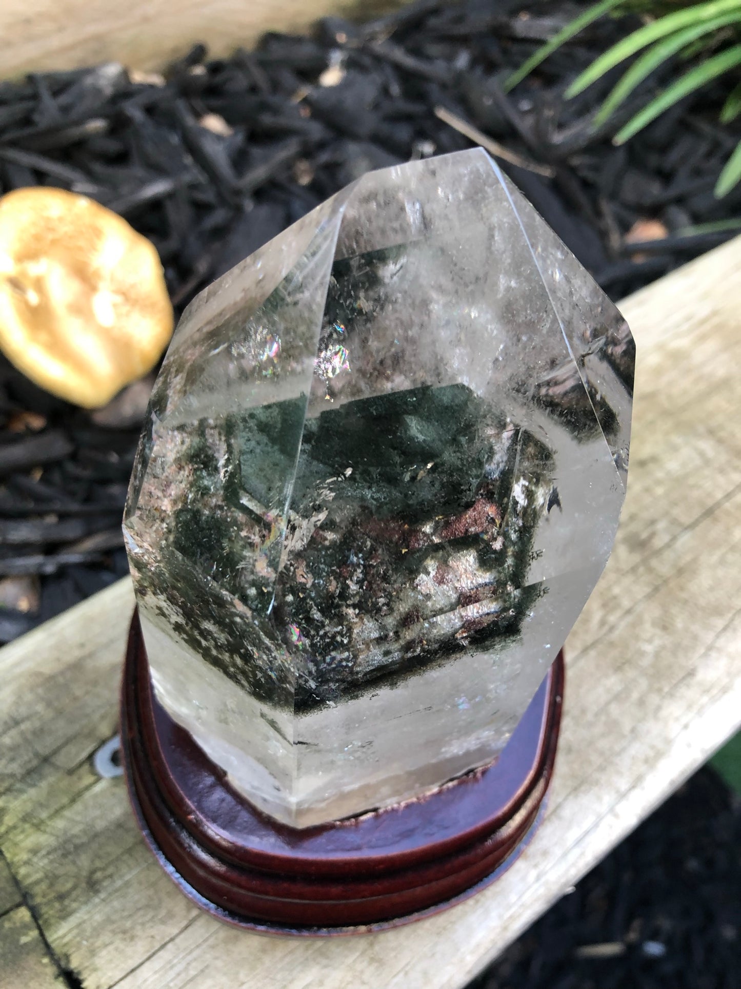 GARDEN QUARTZ TOWER(S) WITH WOODEN STAND(S)