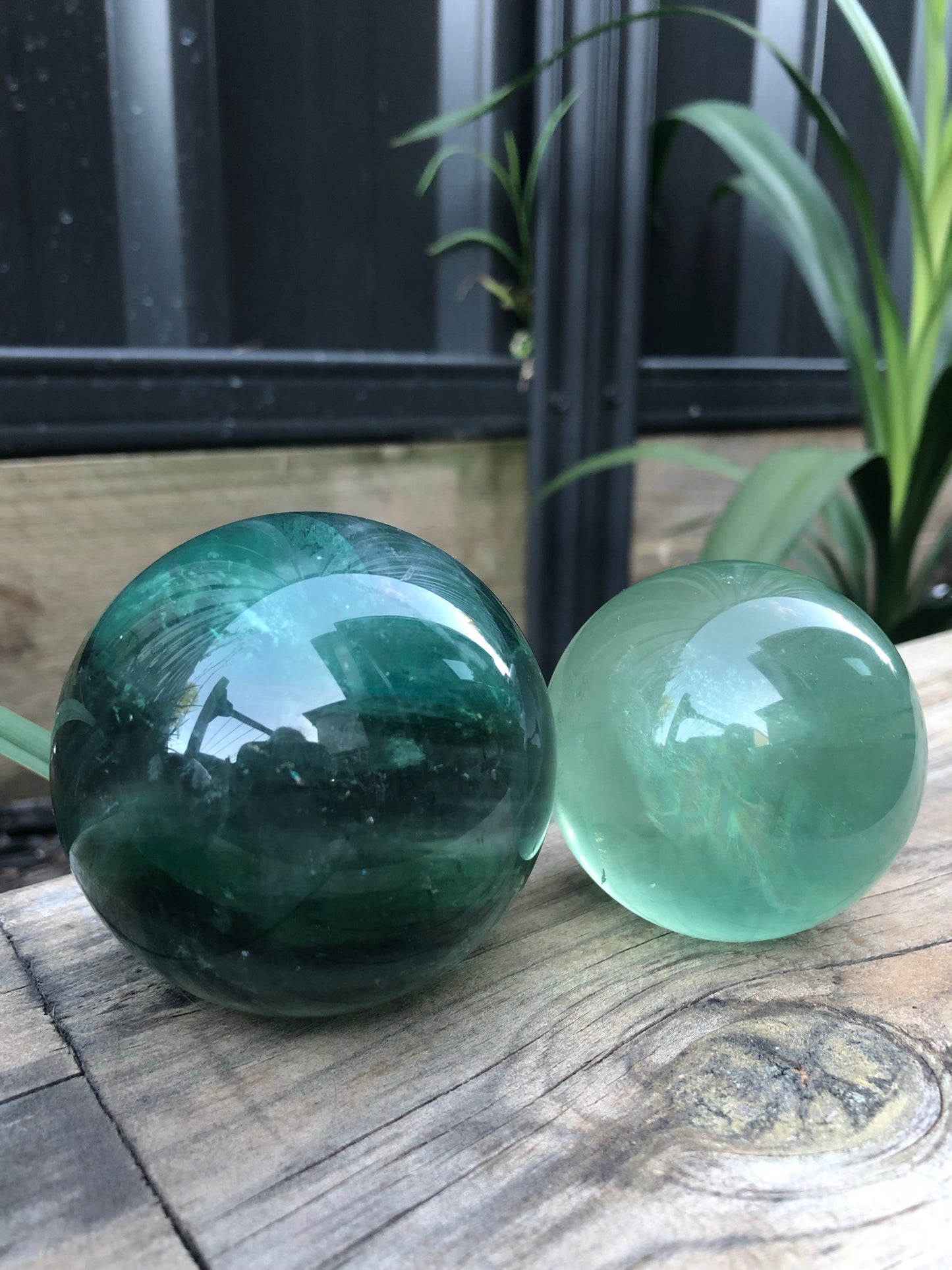 GREEN FLUORITE SPHERES