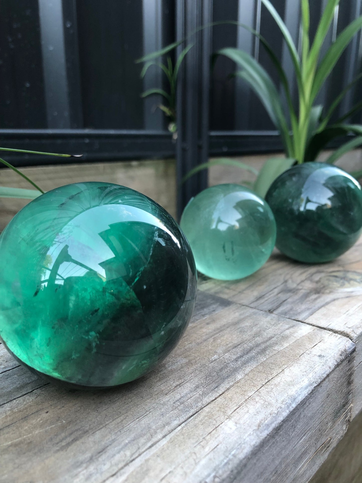 GREEN FLUORITE SPHERES