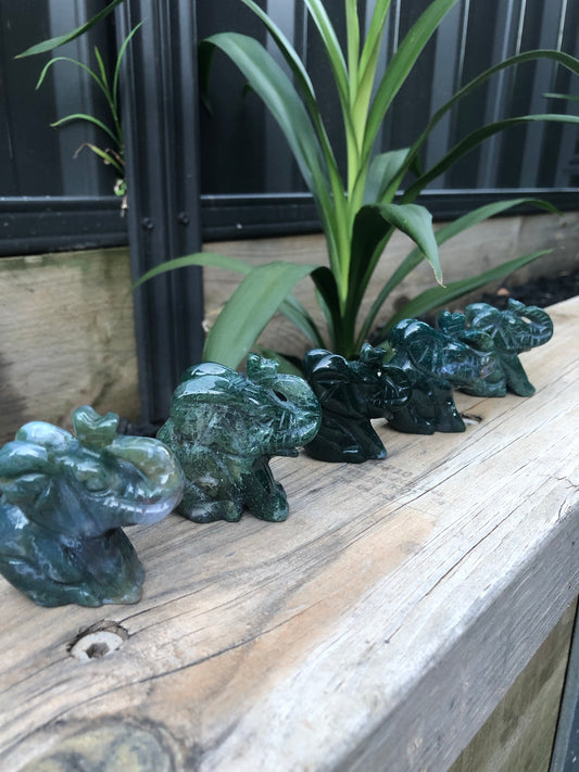 MOSS AGATE ELEPHANTS