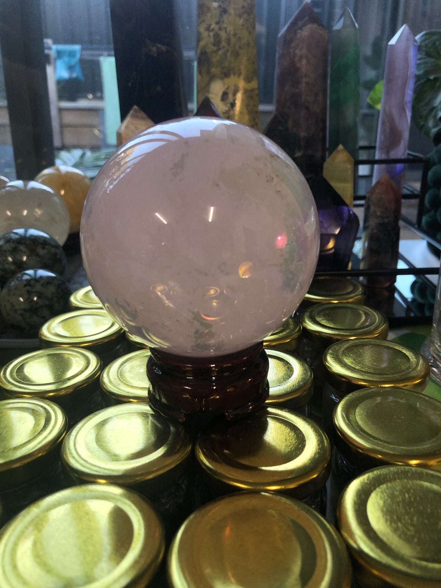 AURA ROSE QUARTZ SPHERE