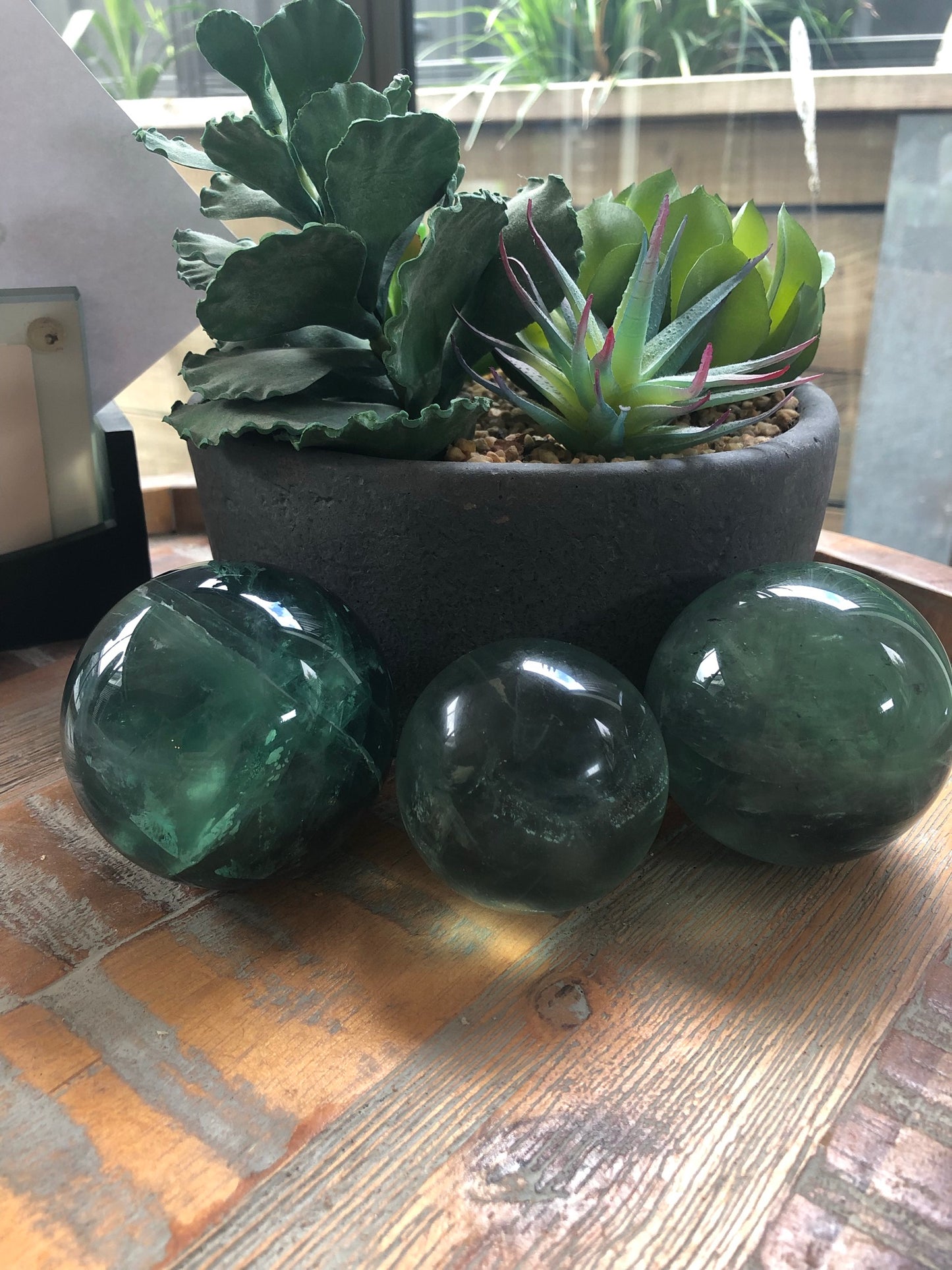 GREEN FLUORITE SPHERES