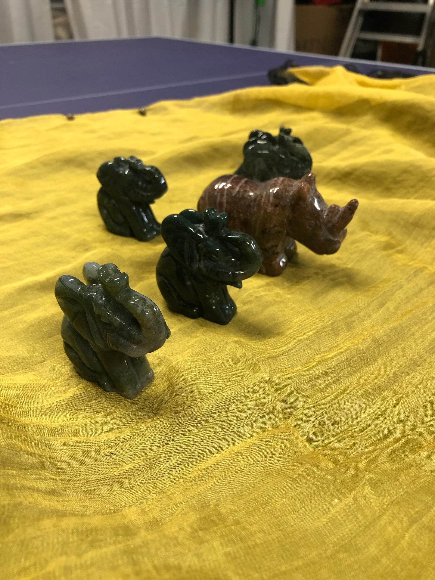 MOSS AGATE ELEPHANTS