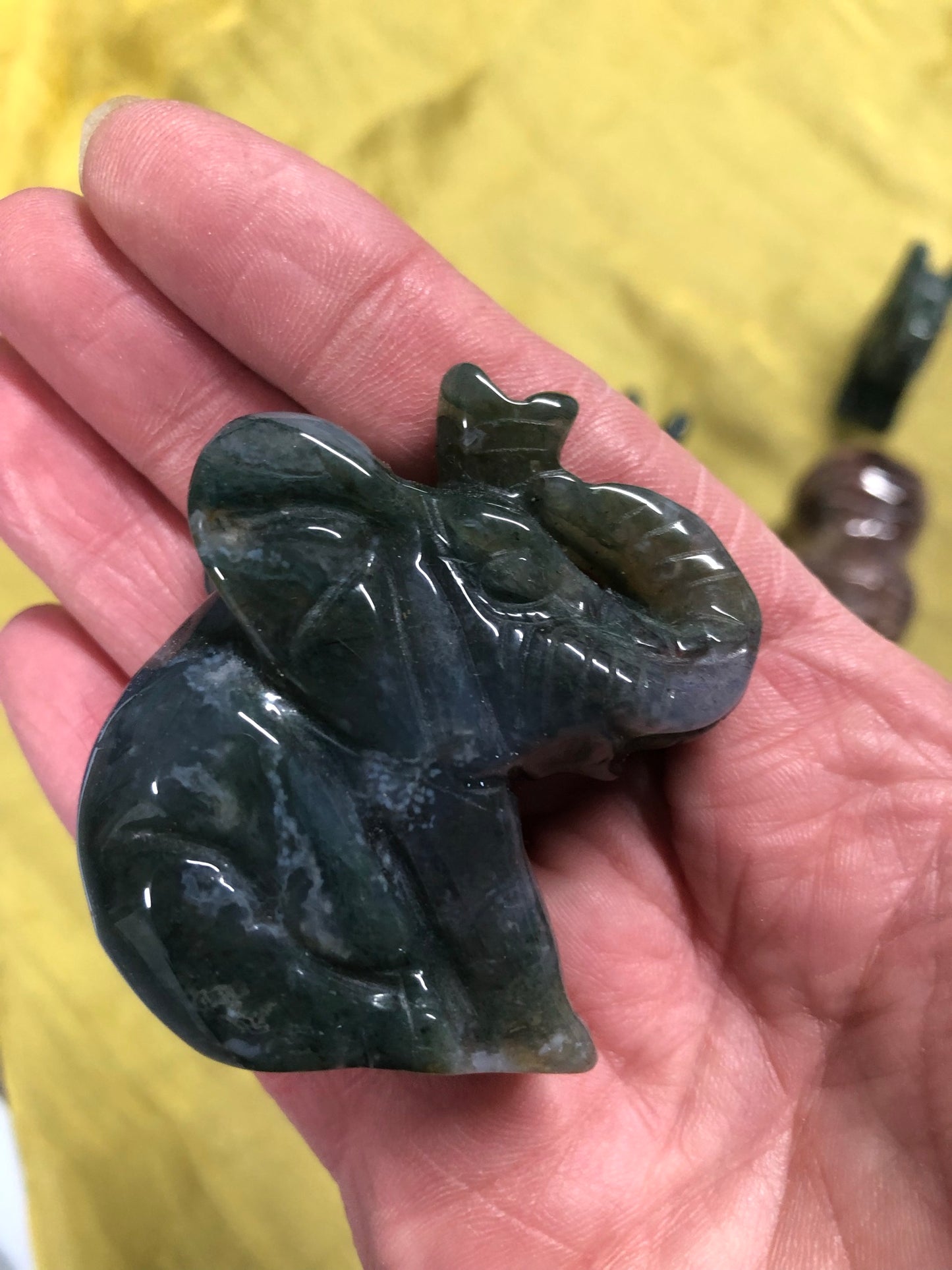 MOSS AGATE ELEPHANTS