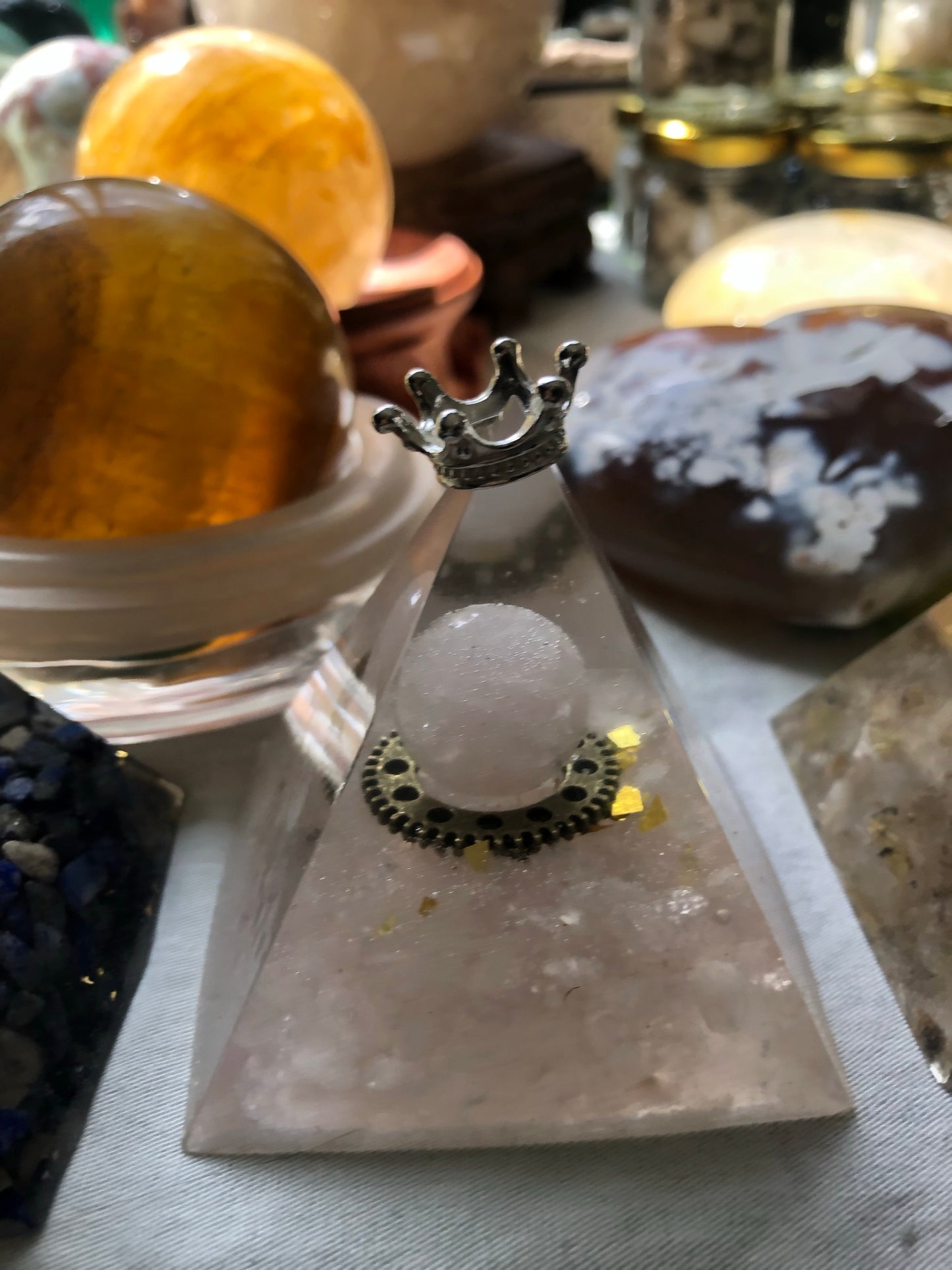 Rose Quartz with a crystal sphere (Crown for display purposes only))