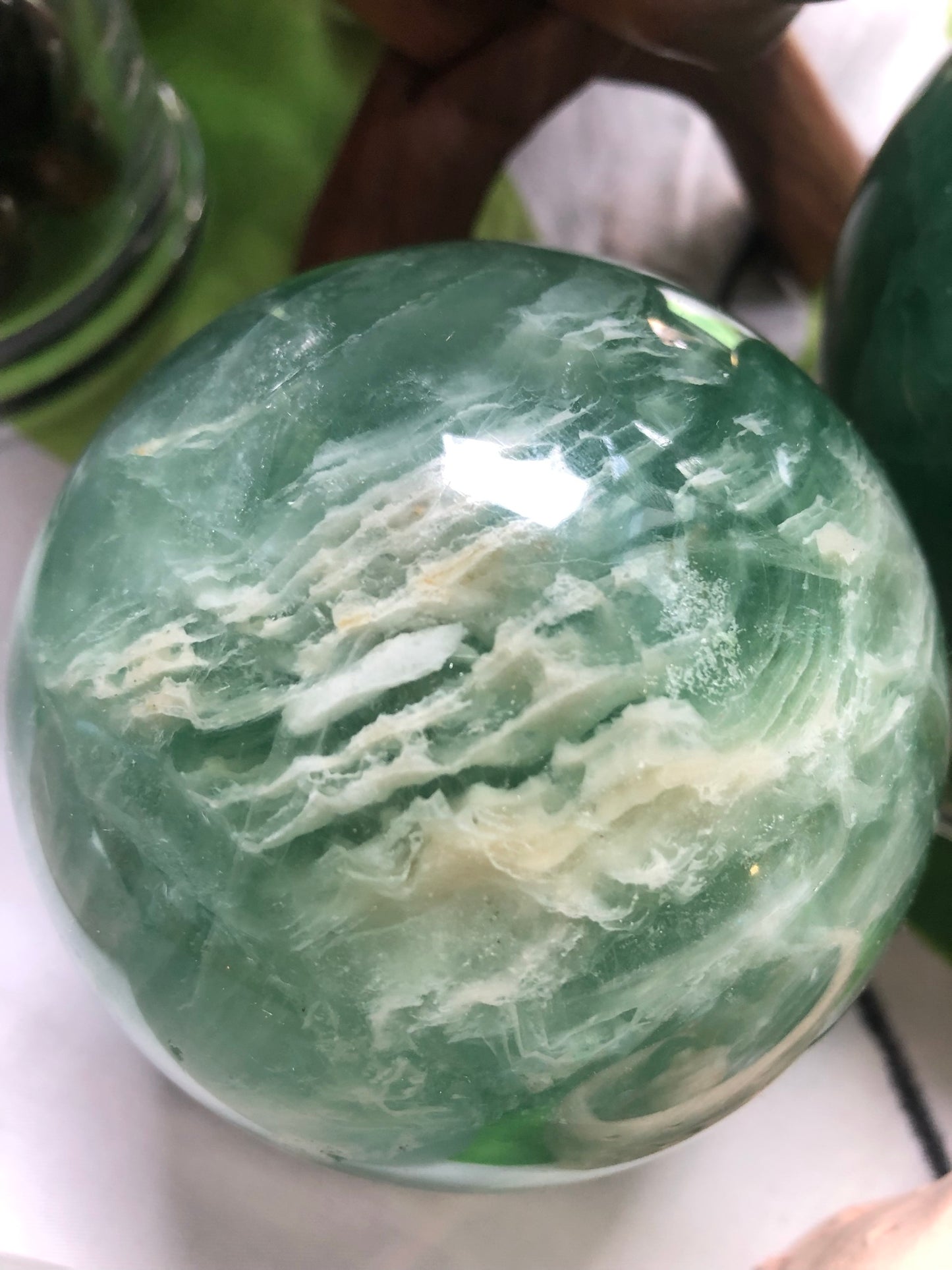 GREEN FLUORITE SPHERES