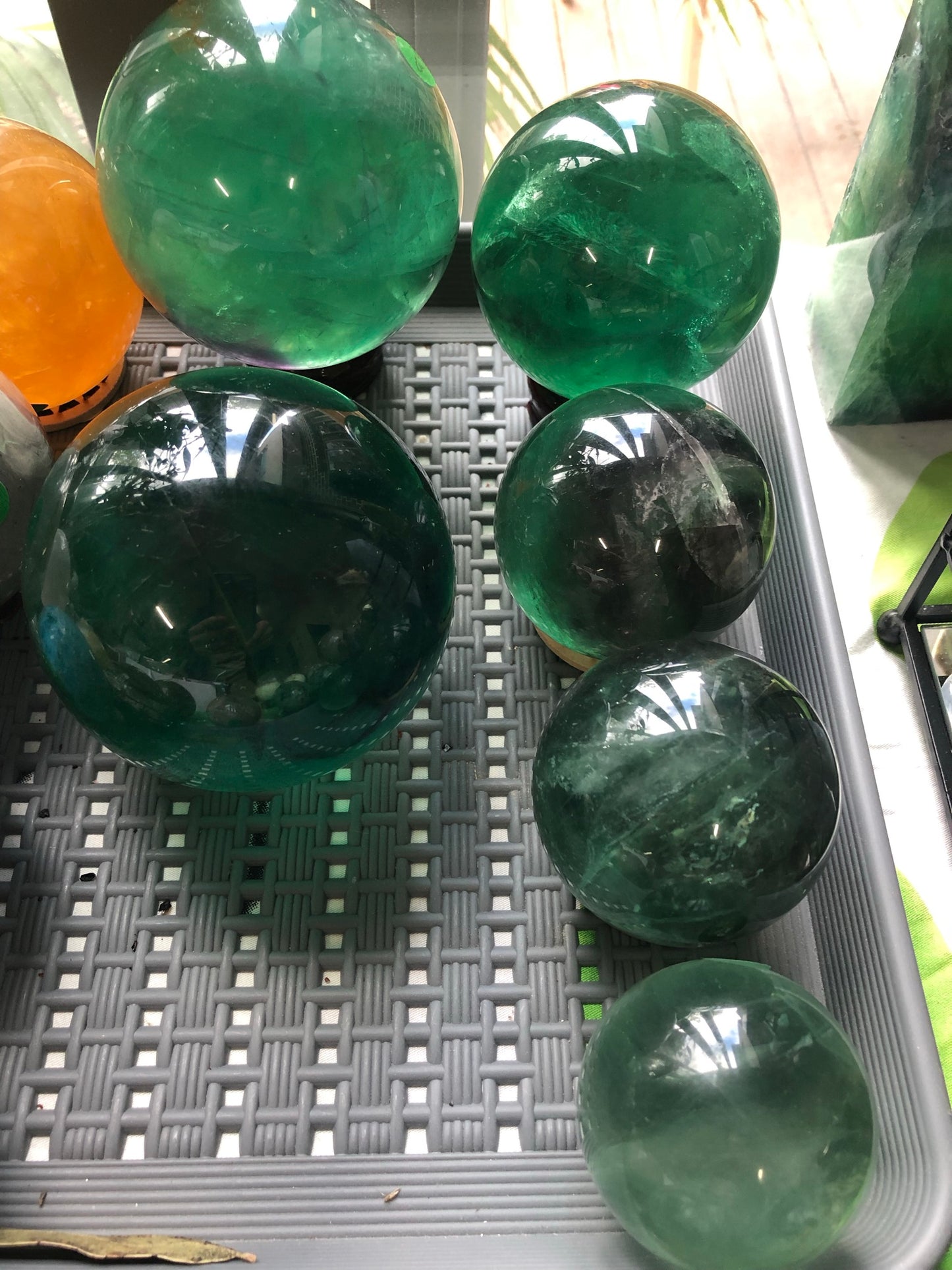 GREEN FLUORITE SPHERES