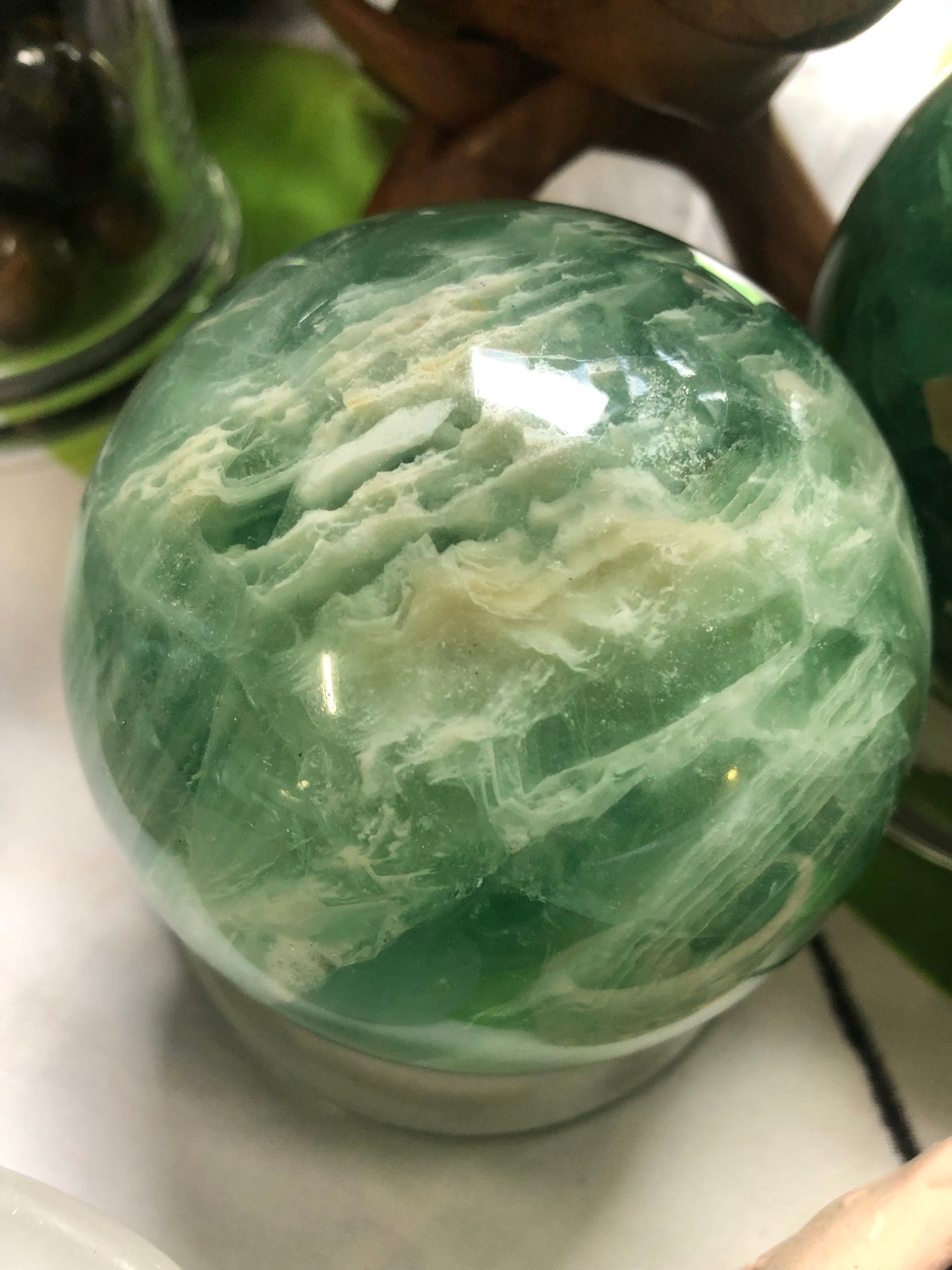 GREEN FLUORITE SPHERES