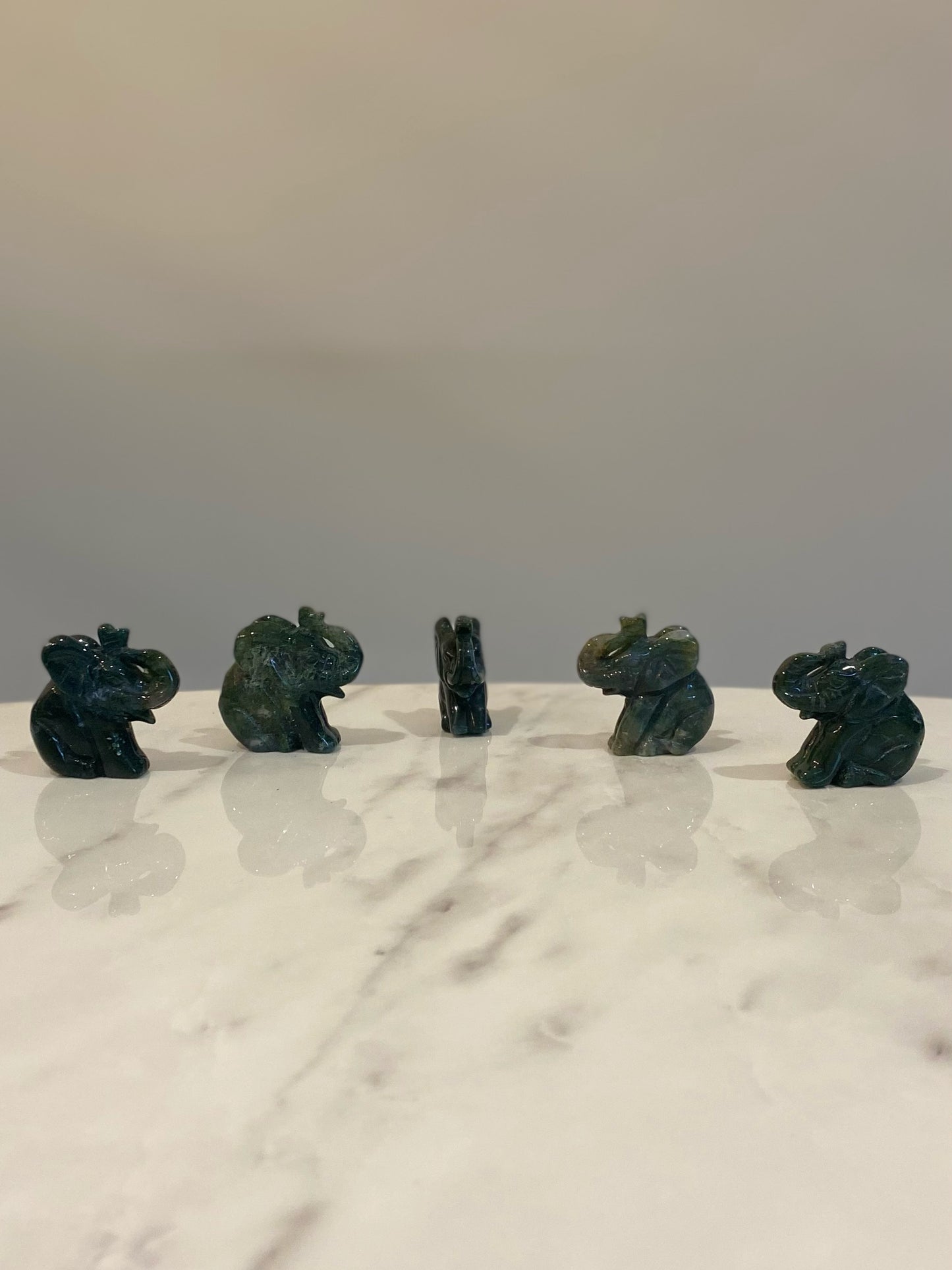 MOSS AGATE ELEPHANTS