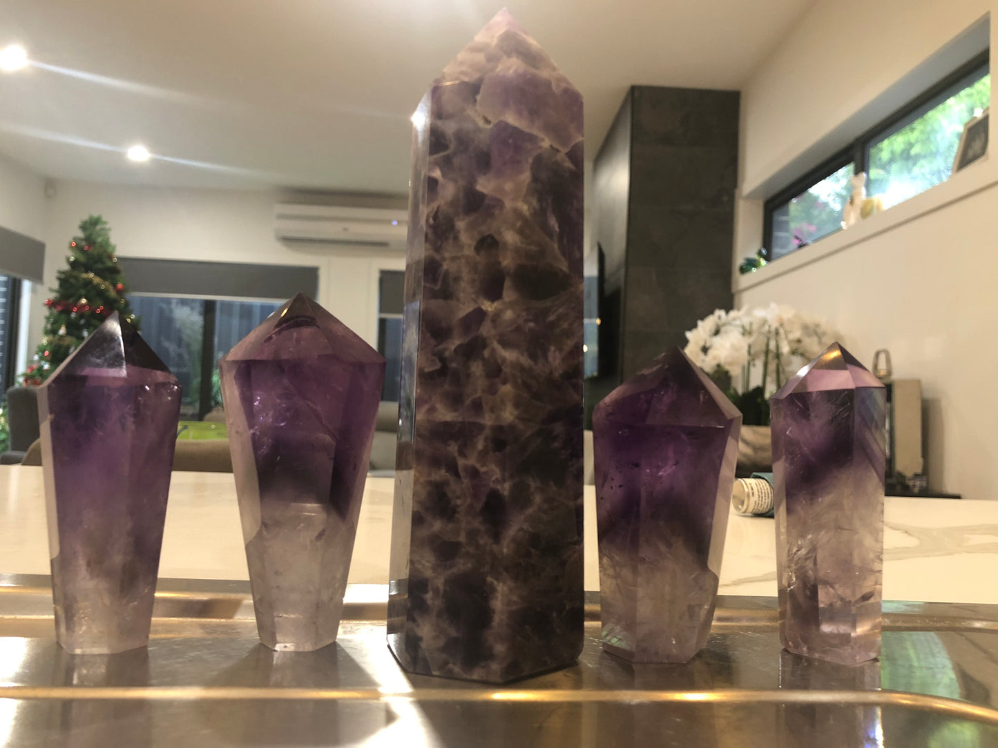 Shown here with smaller Amethyst towers (also available to purchase) to show sizing
